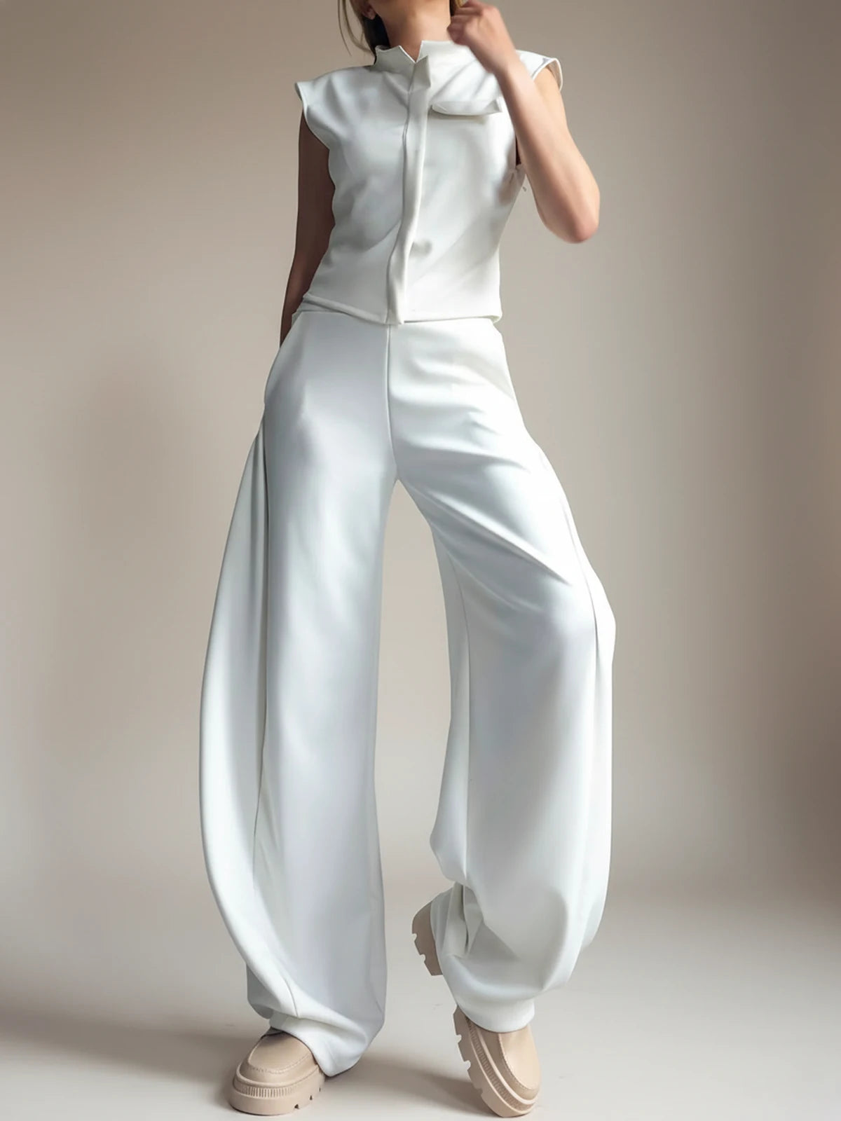 Pantalón Barrel Oasis Marfil Imagen principal del producto