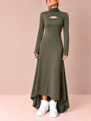 VESTIDO MAXI VERDE OLIVA
