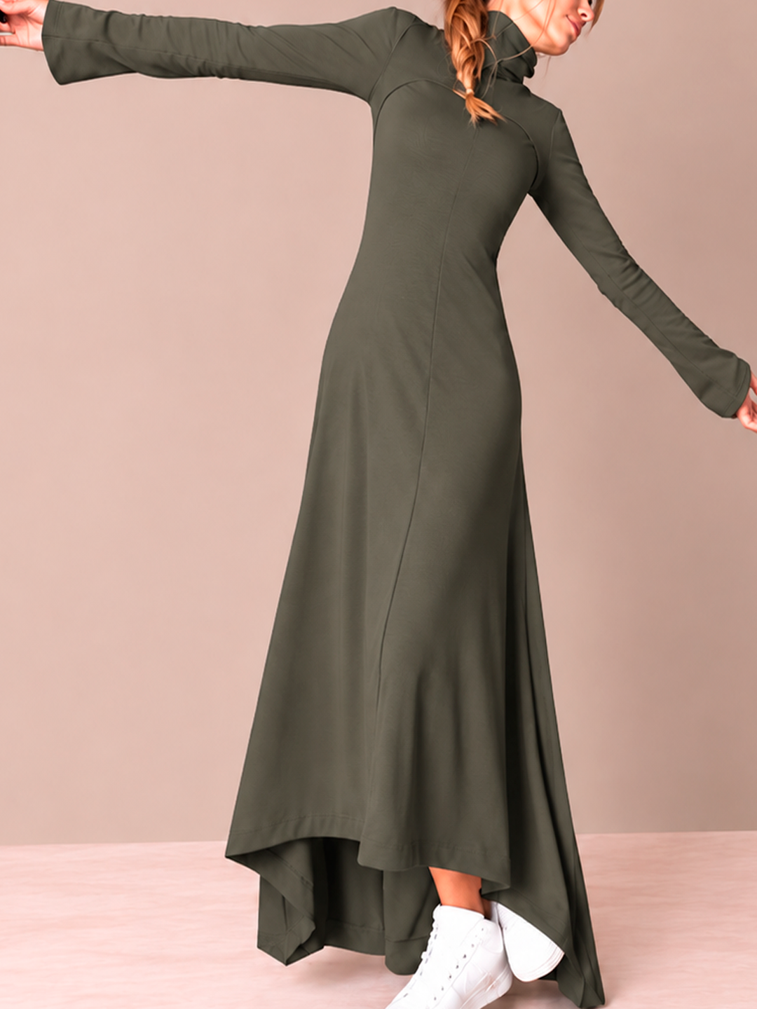 VESTIDO MAXI VERDE OLIVA