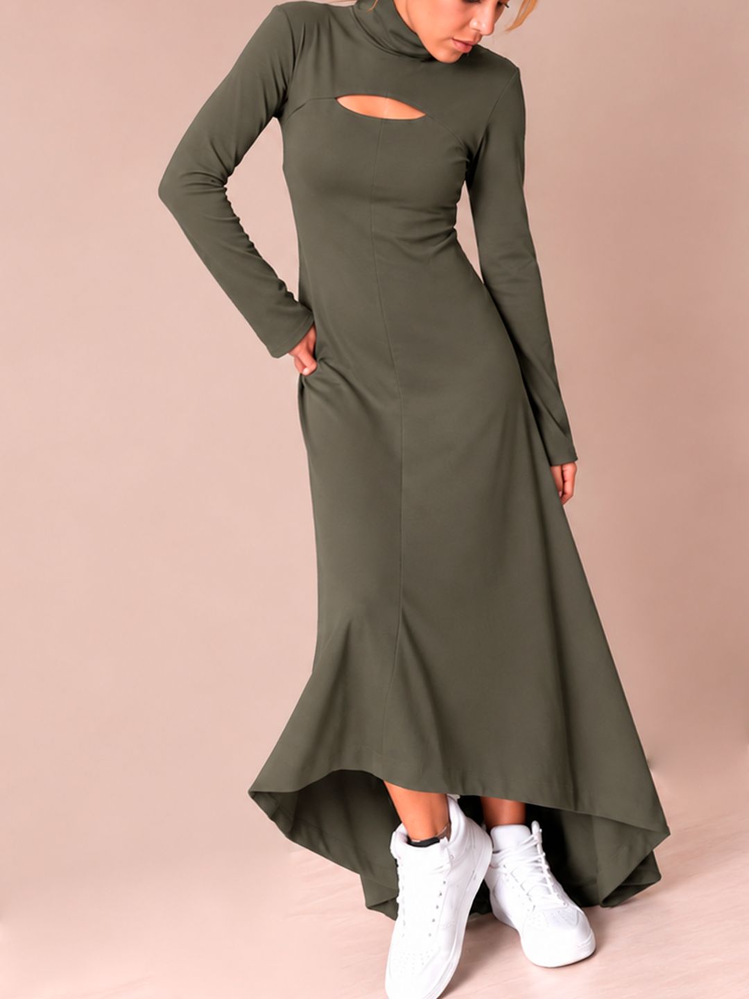 VESTIDO MAXI VERDE OLIVA