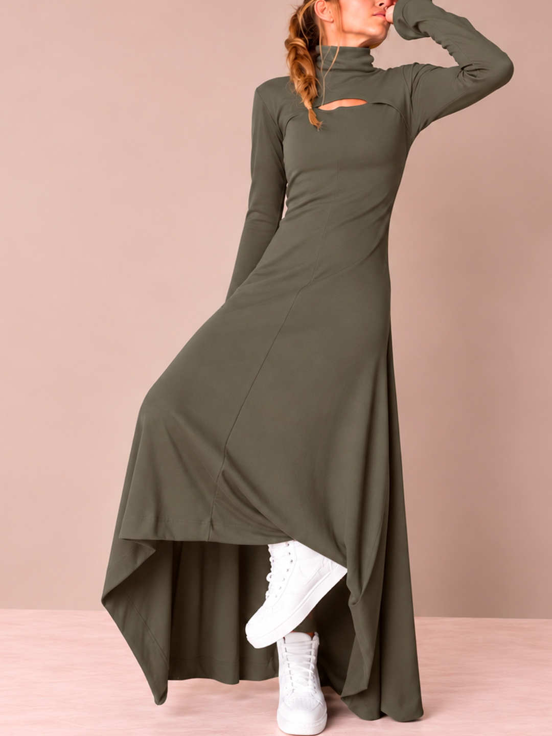 VESTIDO MAXI VERDE OLIVA