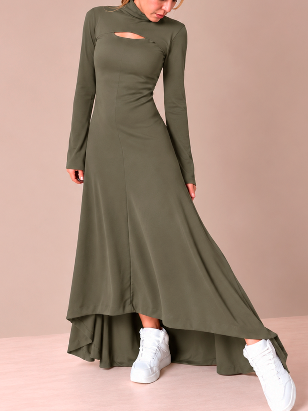 VESTIDO MAXI VERDE OLIVA