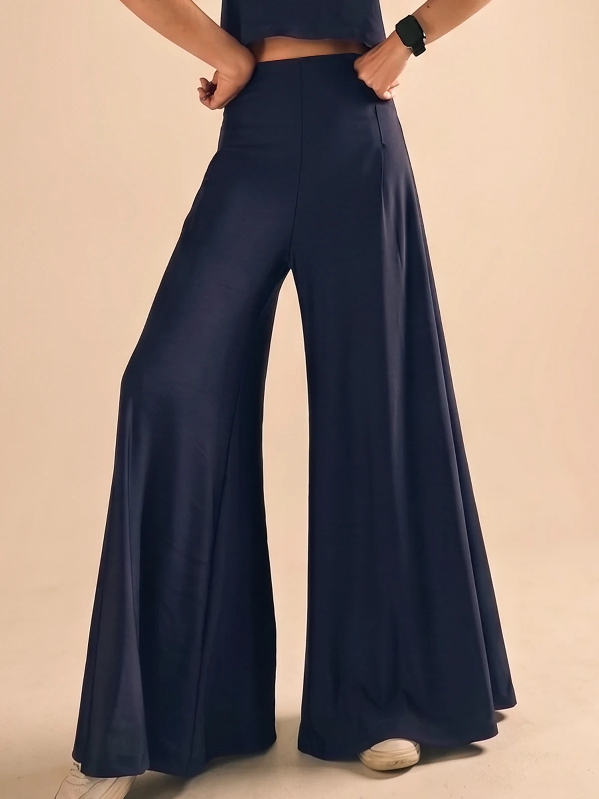 Pantalón Roma Palazzo Azul Oscuro Imagen secundaria del producto