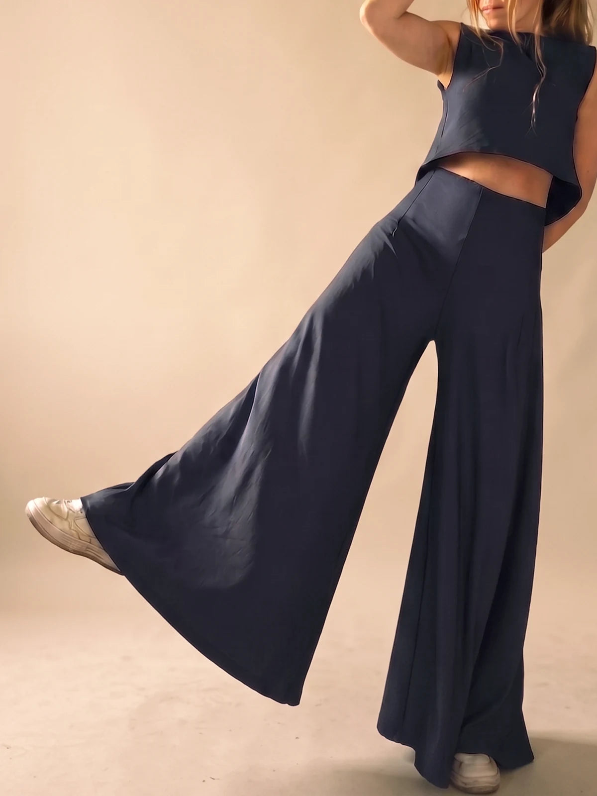 Pantalón Roma Palazzo Azul Oscuro